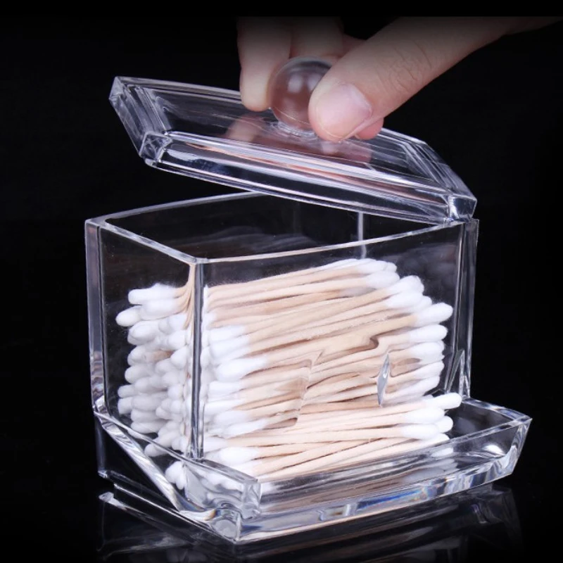 

New 1pc/lot Clear Acrylic Q-tip Holder Box Good Quality Transparent Cotton Swabs Stick Storage Cosmetic Makeup Case