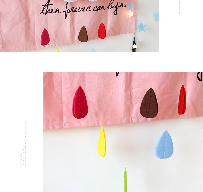 Korean style children's room decoration cloud pink girl heart room ins props photo background cloth dormitory hang cloth (9)