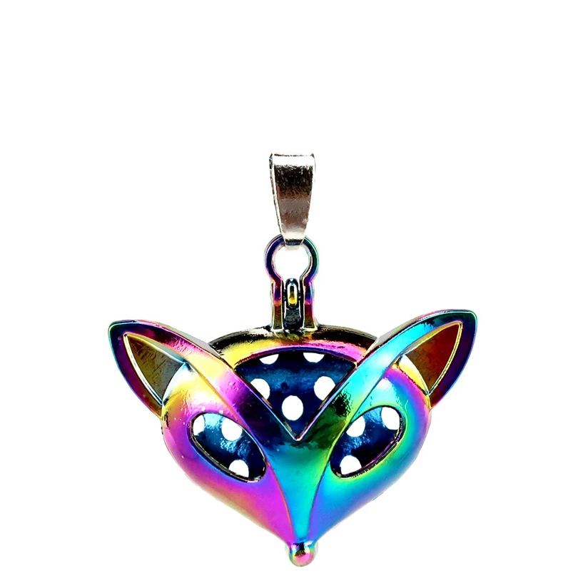 

C128 5pcs/lot Rainbow Color Magnetic Head of Fox Pearl Beads Cage Locket Pendant Pearl Locket Fairytale Party