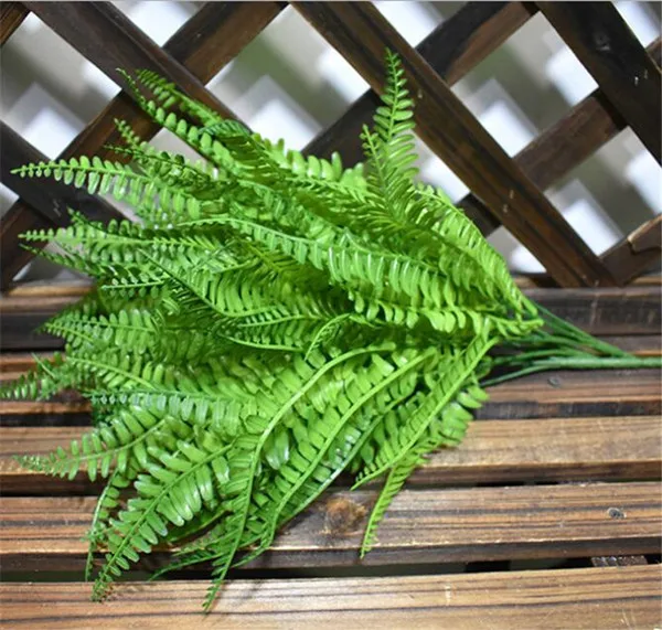 100 шт. зеленый персидский кучу листьев 42 см Искусственный Nephrolepis Exaltata гибкие клей завод для зелени украшения стены