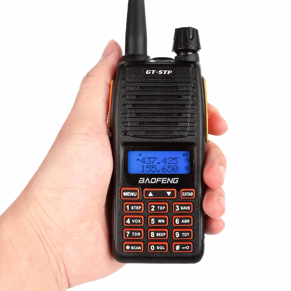Baofeng GT-5TP Tri-Power 1/4/8W Dual Band VHF/UHF 136-174/400-520MHz Two-Way Radio Ham Walkie Talkie Double PTT Design GT-5