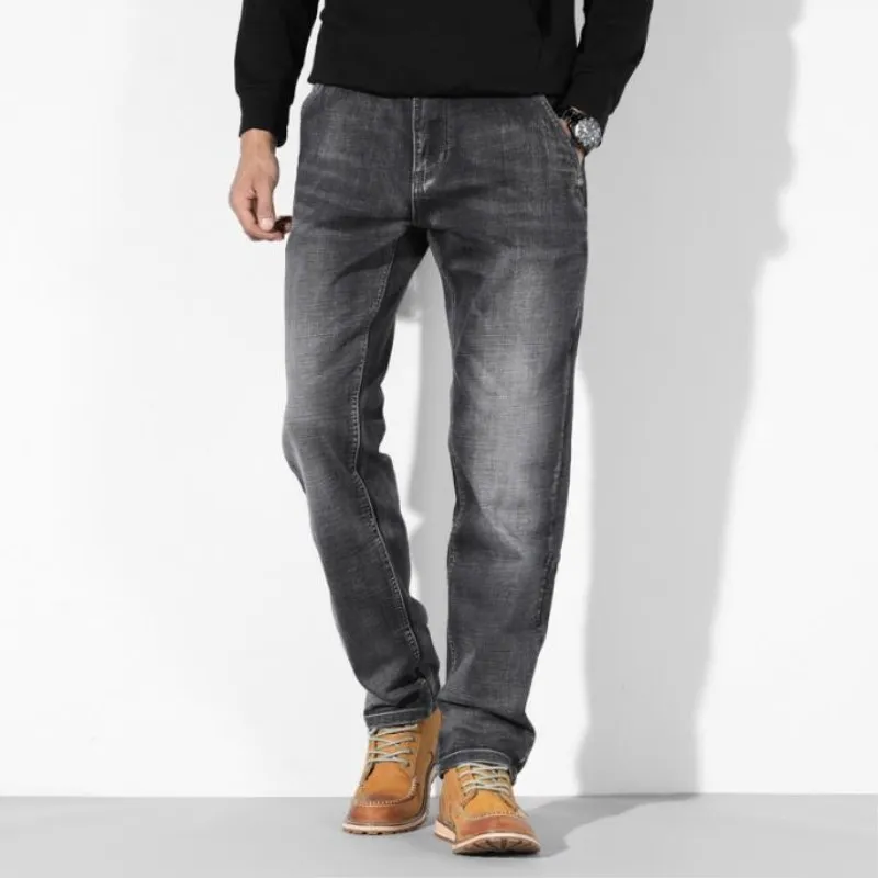 Plus Size 44 46 48 Jeans New Tide Loose Mens Men's Baggy straight jeans Comfortable Cotton Men Trousers Leisure Bottoms | Мужская