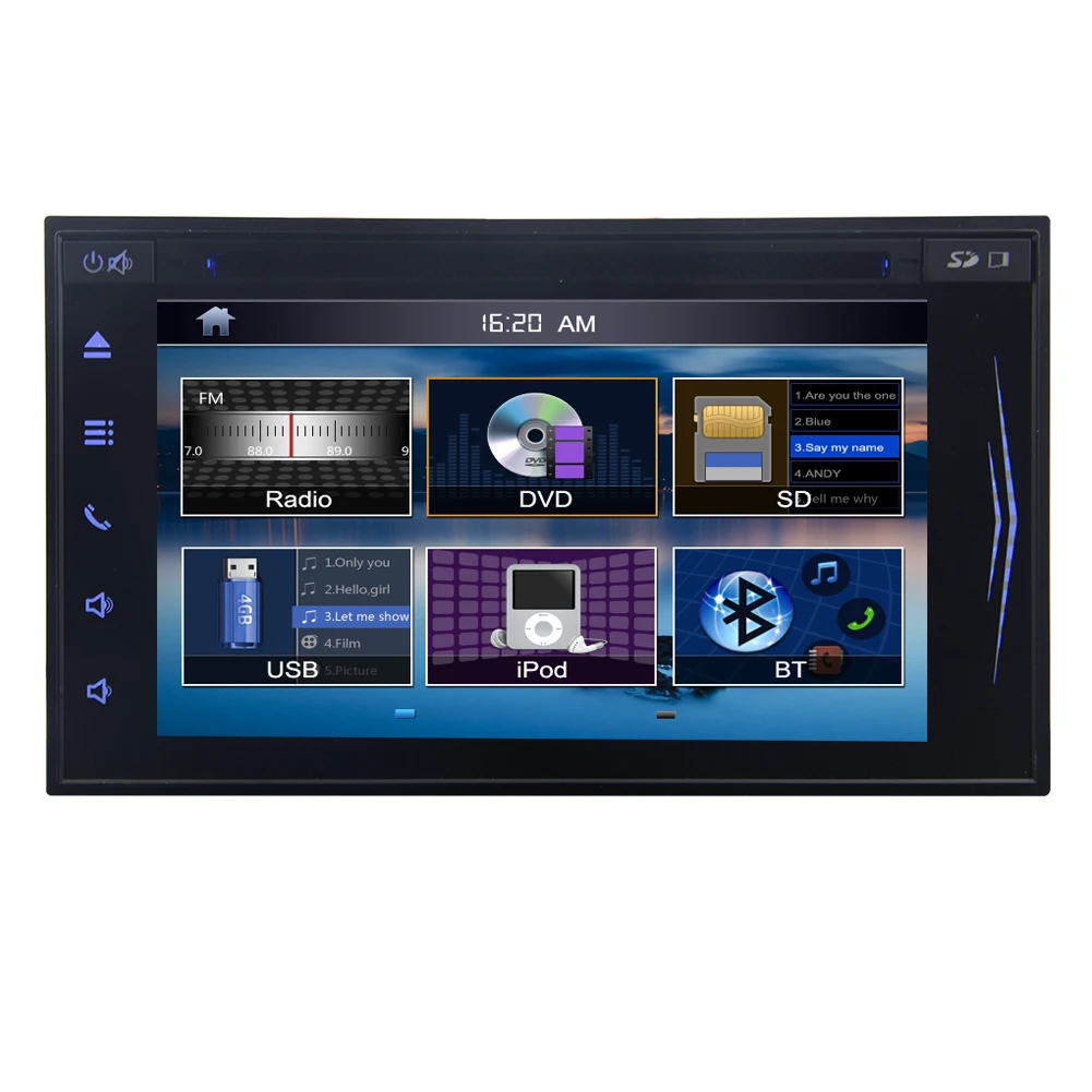 

Free Rearview Camera+Universal Double 2 Din 6.2" HD In Dash Car DVD Stereo Radio Player Autoradio Bluetooth Handfree Aux USB SD