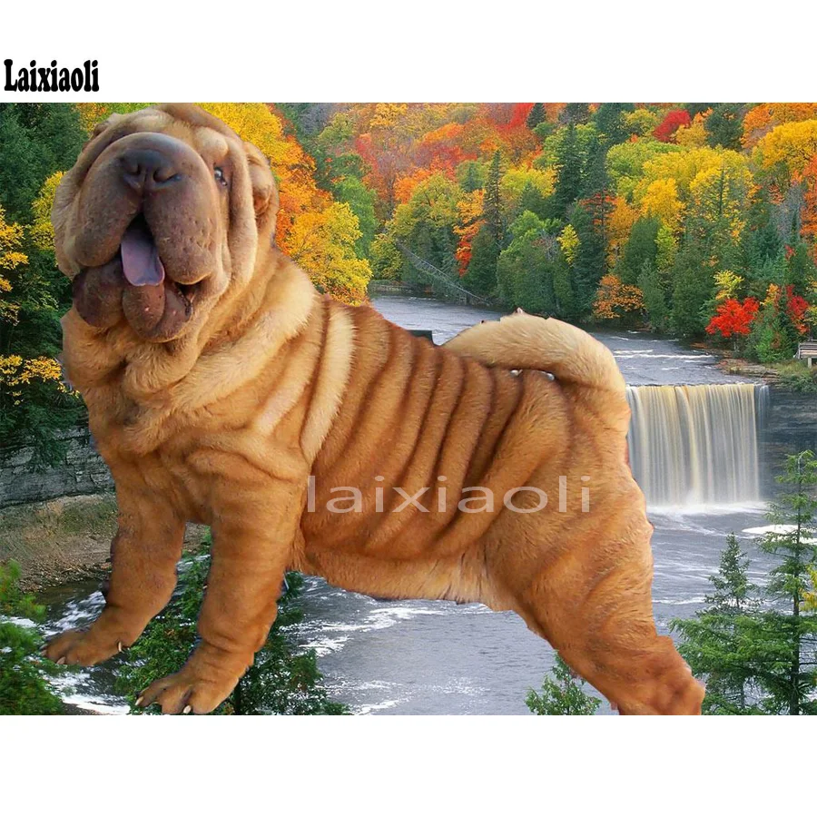 

Cute Dog DIY 5D Diamond Painting Shar Pei Pet Cross Stitch kits Diamond Embroidery mosaic Home Decor 3d picture of rhinestones