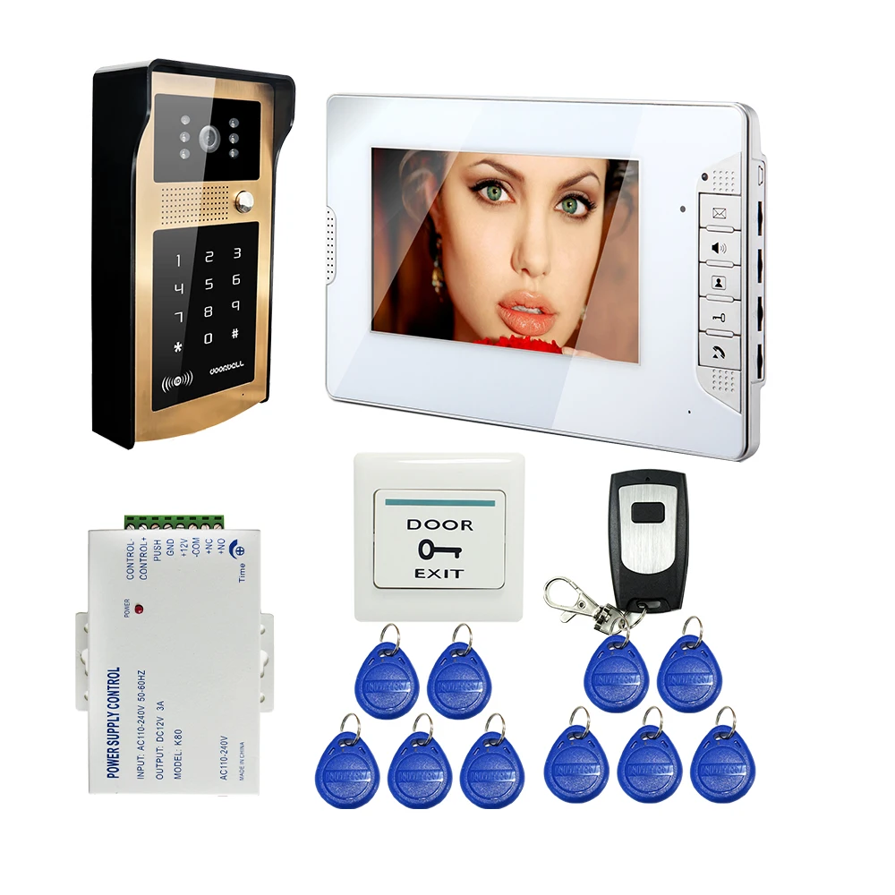FREE SHIPPING NEW 7 inch Video Intercom font b Door b font Phone Kit White Monitor