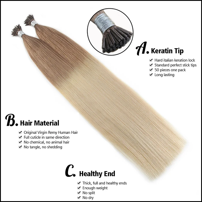 Moresoo кератиновые волосы для наращивания с I-tip Cold Fusion, настоящие человеческие бразильские волосы Remy с эффектом омбре и яркого цвета, 50 г, 50 прядей
