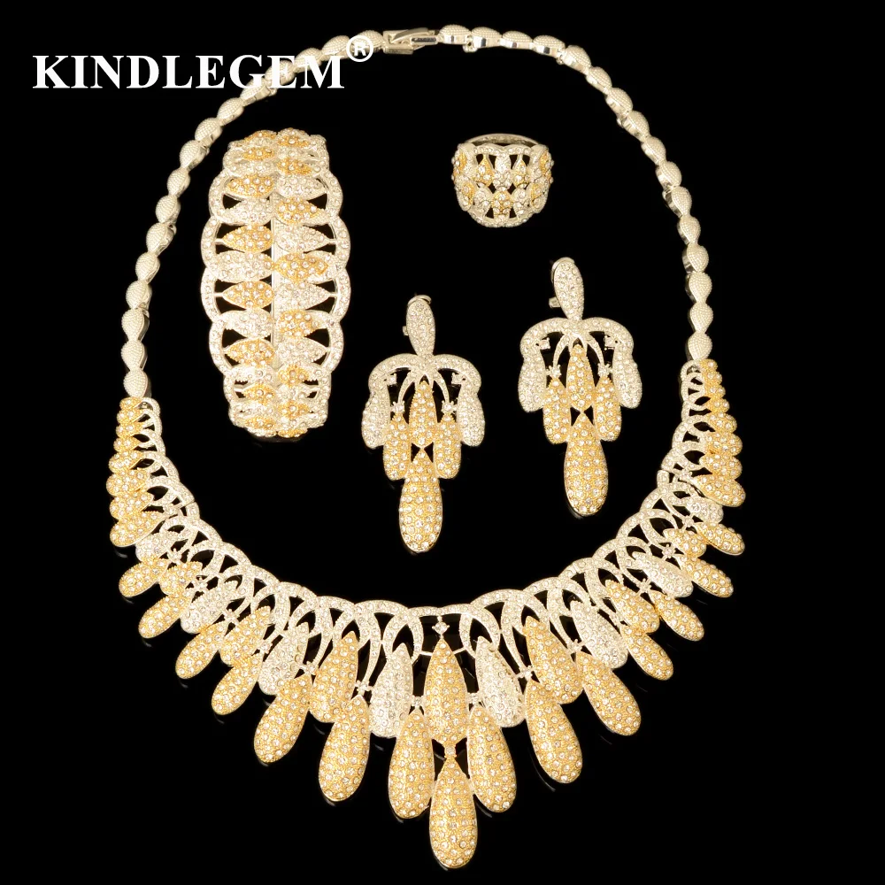 

Kindlegem Luxury Parure Bijoux Femme Dubai Gold Necklace Sets Fashion Indian African Beads Jewelry Big For Women Party Wedding
