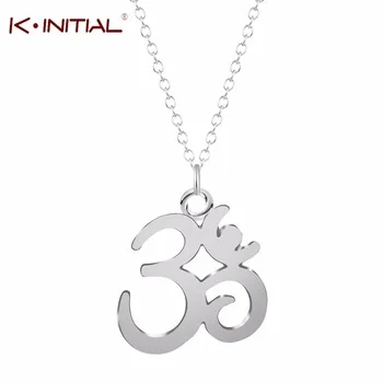Kinitial 10Pcs Newest Casual Yoga OM Pendant Necklace Fashion Gold Silver Plated Meditation Om Symbol Statement Chain Jewelry