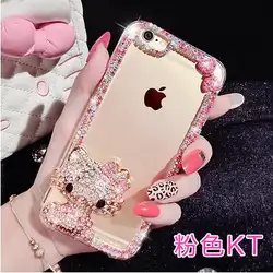 Новые Роскошные Rhinestone алмаз чехол для Huawei P10 Lite P10 плюс P8 Lite 2017 Kitty Cat Bling Ясно Жесткий телефона задняя крышка Капа