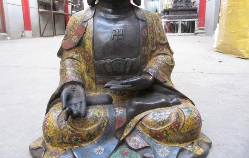 

100% Pure Bronze Handwork cloisonne Ru Lai Tathagata Amitayus Sakyamuni Buddha