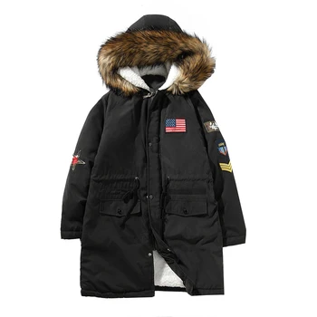 

New Badge Parka Men Coats Winter Jacket Men Slim Thicken Fur Hooded Outwear Warm Coat Top Brand Clothing Casual Mens Coat Veste