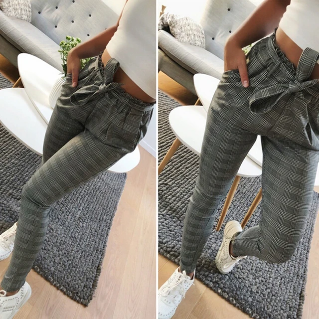 2018 nowe paski OL szyfon wysokiej talii harem Spodnie damskie stringyselvedge styl casual Spodnie damskie spodnie -