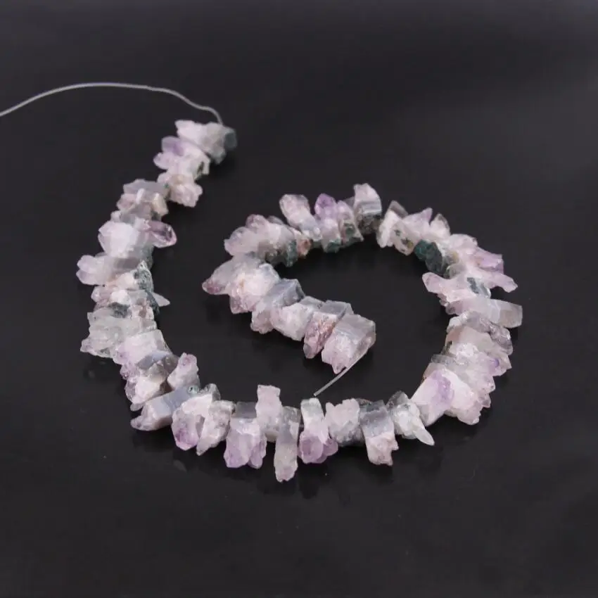 

Approx60pcs/Strand Natural Amethysts Geode Quartz Drusy Top Drilled Freeform Slice Nugget Beads,Raw Crystal Druzy Point Pendants