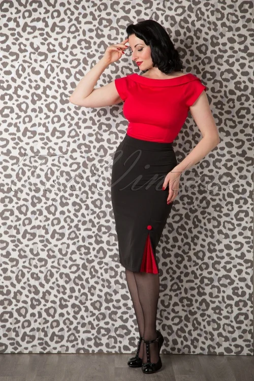 

35- women vintage 50s pinup wiggle midi black pencil skirts office ladies button up skirt BIG plus size 4XL work faldas saia