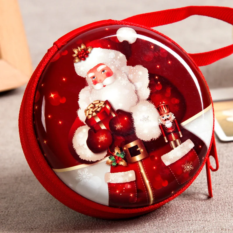 prativerdi Santa Claus Mini Storage Bag Money Box For USB Cable Coin Holder as a Christmas Gifts Zipper Lock Travel organizer1