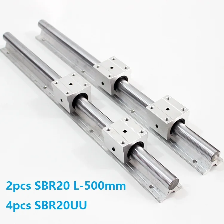 

2pcs SBR20 L-500mm support rail linear guide + 4pcs SBR20UU linear bearing blocks for CNC router parts