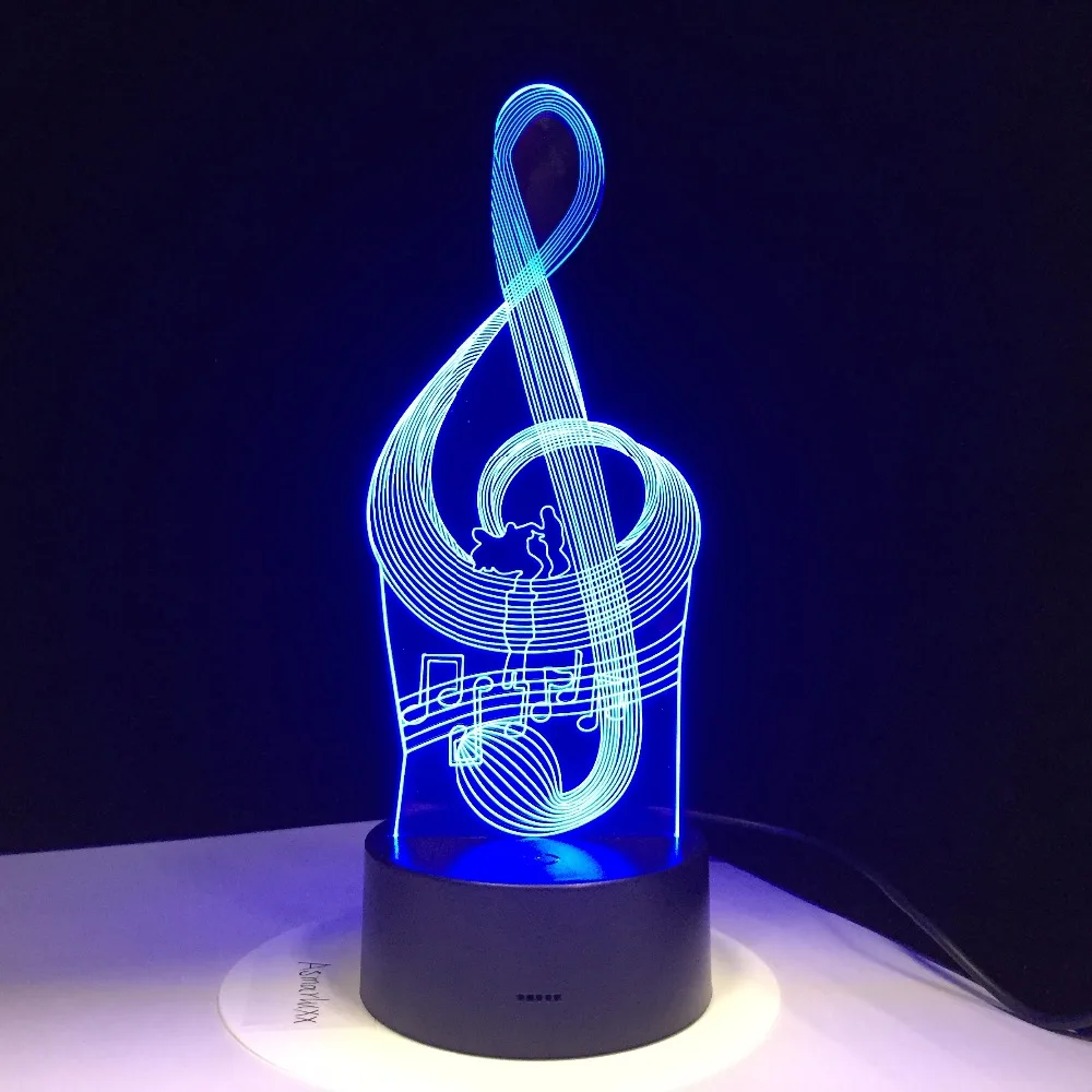 Music Notation Note Lamp 3D Night Light Kids Toy LED Touch Table Lamp 7 Colors Flashing Light Party Decorations Drop Ship