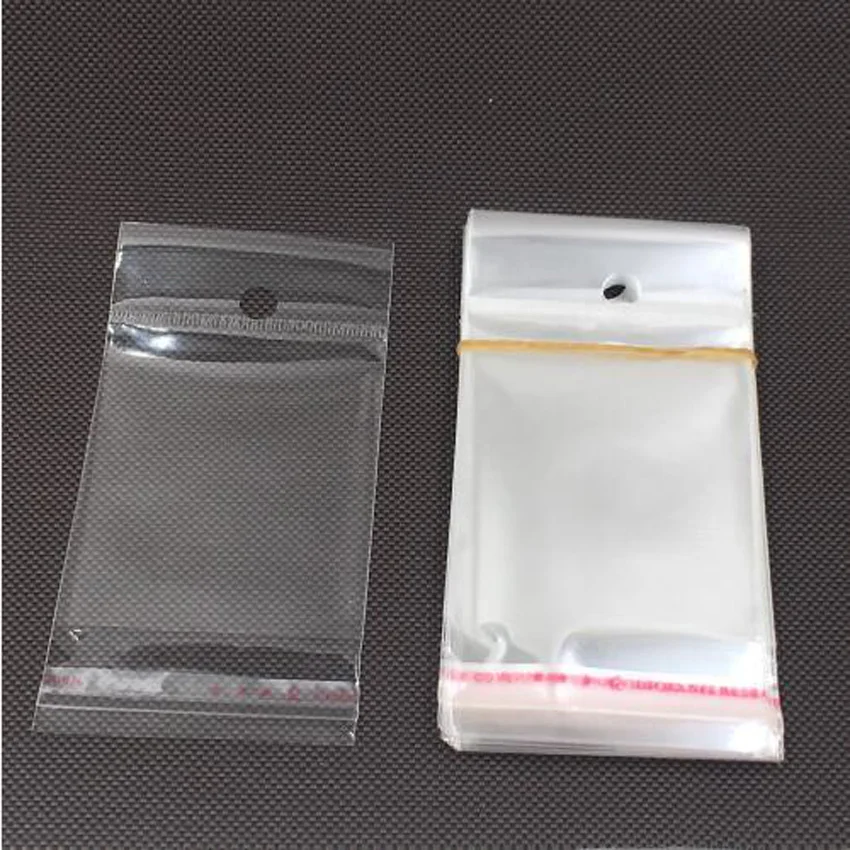500 шт/партия прозрачный самоклеющийся пластиковый пакет с печатью прозрачный повторно закрываемый целлофановя упаковка полиэфирная Упаковка Мешки OPP сумка с подвесным отверстием