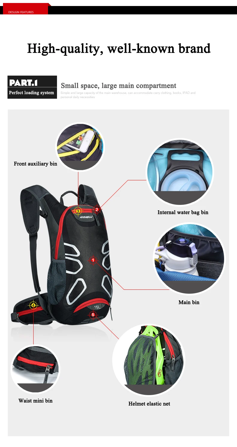Best ANMEILU Bike Bag Bicycle Bag Hiking Outdoor Cycling Hydration Backpack 2L Water Bag Bladder Bolsa Bicicleta 16