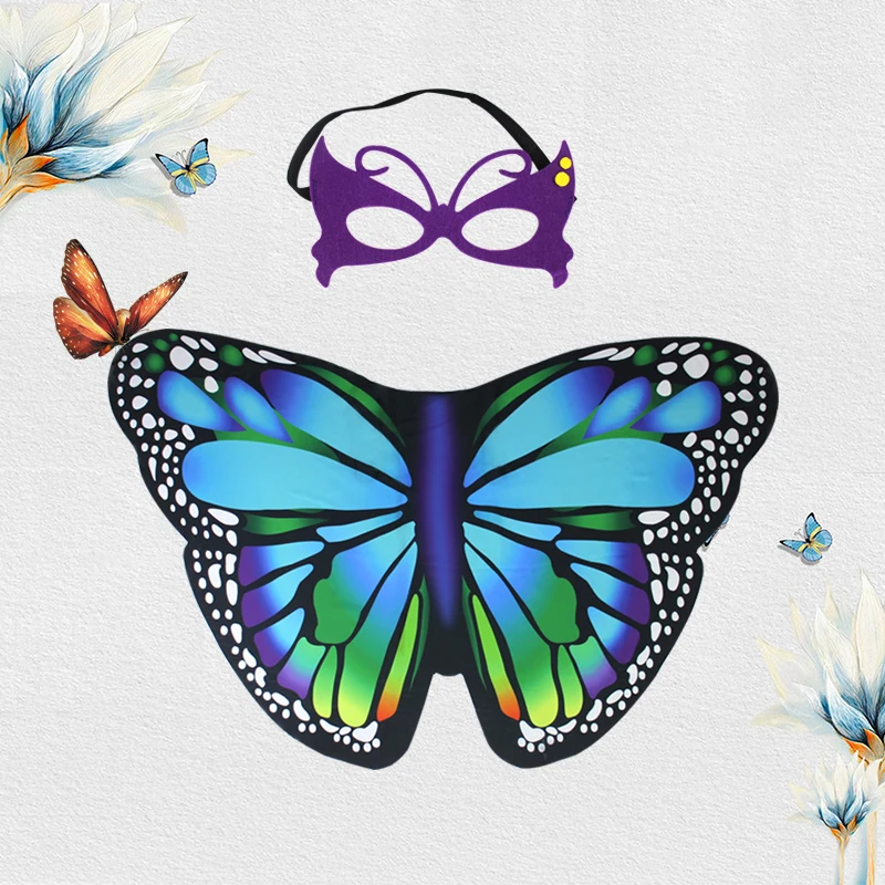 

3-8 Y.O Special Lovely Butterfly Wings Mask Flapping Fancy Dress Animal Costumes Birthday Party Summer Sunscreen Suits