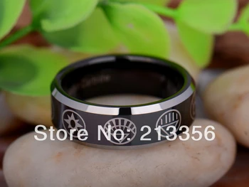 

Free Shipping UK Russia Brazil USA Hot Selling 8MM Black Top Green Lantern Darkest Night Mens Lord Tungsten Carbide Wedding Ring