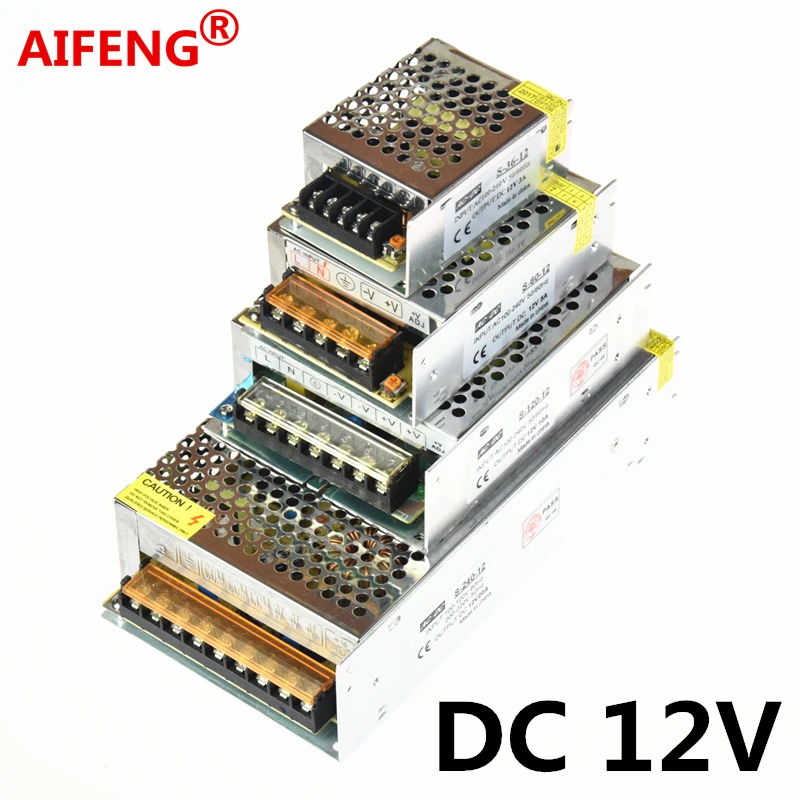 

AIFENG Lighting Transformers AC 110V/220V to DC 12V 1A 2A 3A 5A 10A 20A 30A 50A 12V switch power supply adapter for LED strip
