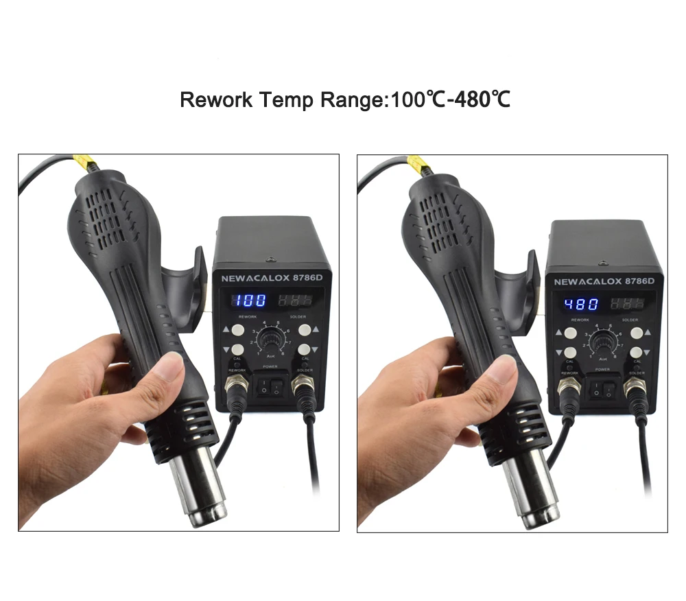 US $69.06 Newacalox 8786 Digital Soldering Station 2 In 1 Soldering Iron Hot Air Rework Station Eu 220v 750w Smd Welding Station Tool