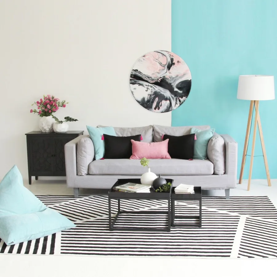 Collalily Nordic Living room Carpet Geometric Indian black ...