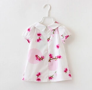 Детские блузки; Хлопковая весенняя детская розовая рубашка с отложным воротником и цветочным принтом для девочек; блузки с цветочным узором для девочек; Верхняя одежда для малышей; QT001 - Цвет: Розовый