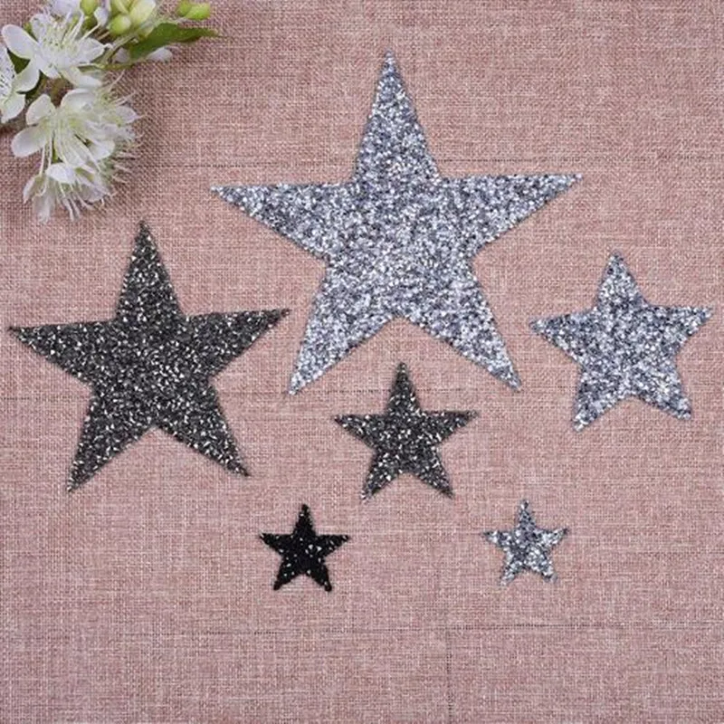 

Multiple Sizes Crystal Rhinestone Star Patches for Clothing Iron on Clothes Appliques Badge Stripes Diamond Pentagram Stickers