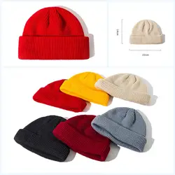 Новинка 2019 года 1 шт. хлопок толстый вязание шляпа твердые теплая зимняя шапочка шапки желтый красный черный серый для женщин мужчин