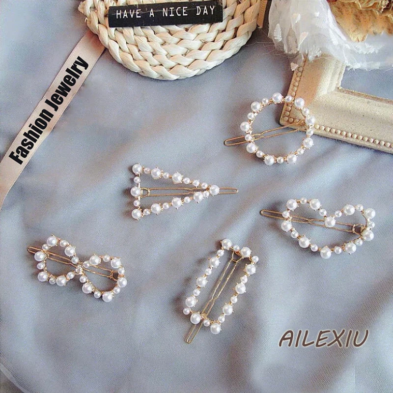 

2019 Woman Geometric Irregular Pearl Hairpins Girls Hair Accessories Delicate Hair Grip Ladies Barrettes Hair Clip Headwear