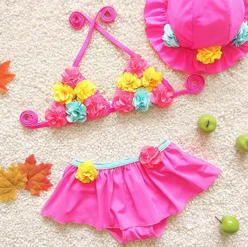 

Stock Super Cute handmade flower Adjustable Swimsuit infant 0-2 Years Baby Girl bikini toddler baby Swimming nappy infantil
