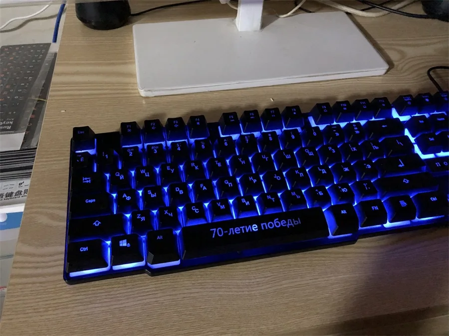 DBPOWER русский/английский 3 Цвет подсветки Gaming Keyboard Teclado геймер плавающий светодиодной подсветкой USB с подобными Механическая Feel