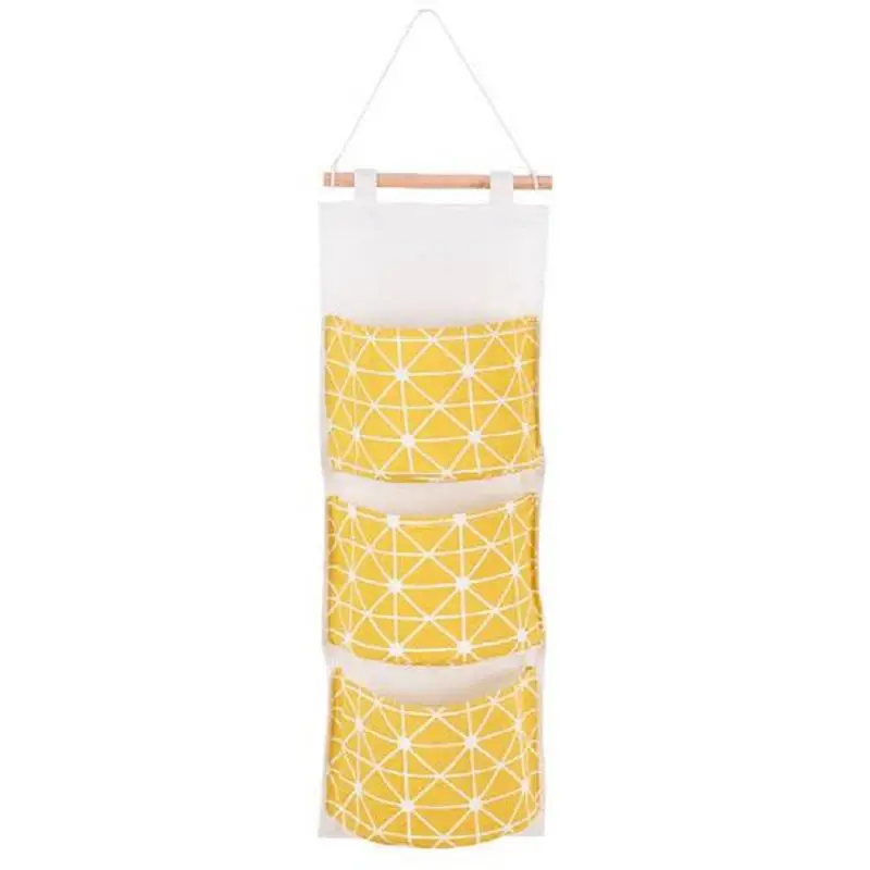 3 сетки настенный подвесной для хранения 68X20 см сумка органайзер игрушки контейнер хлопок декоративная ткань карман сумка Украшение кухня LTT9280 - Цвет: Yellow