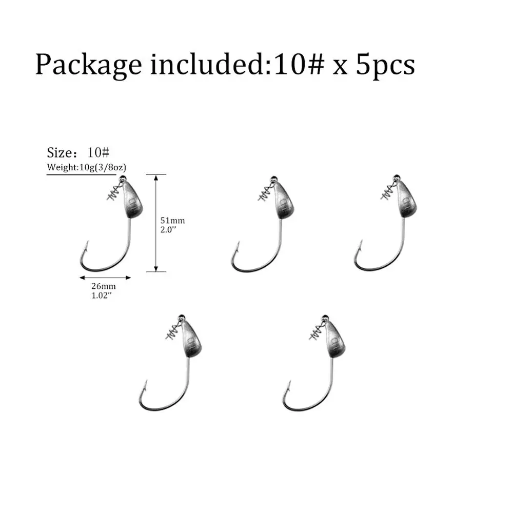 Рыболовные крючки, 5 шт./лот, 3,5 г, 5 г, 7 г, 10 г, 15 г, 18 г, 21 г - Цвет: 5pcs 10g