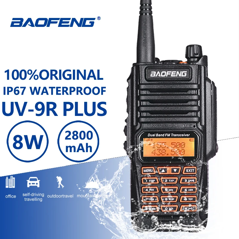 

Baofeng UV-9R Plus 8W High Power IP67 Waterproof Walkie Talkie 10km Handheld UV 9R Two Way Radio Ham CB Radio Communicador UV9R