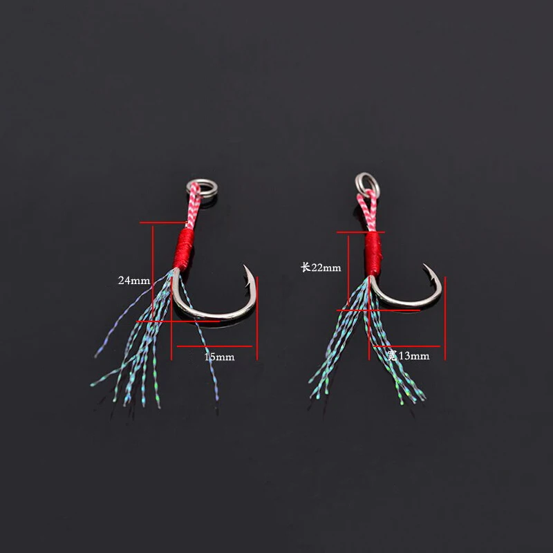 10pcs Gamakatsu fishing hook assist hooks Stainless steel jigging boat jig fish feather rope metal overweight accessory strong