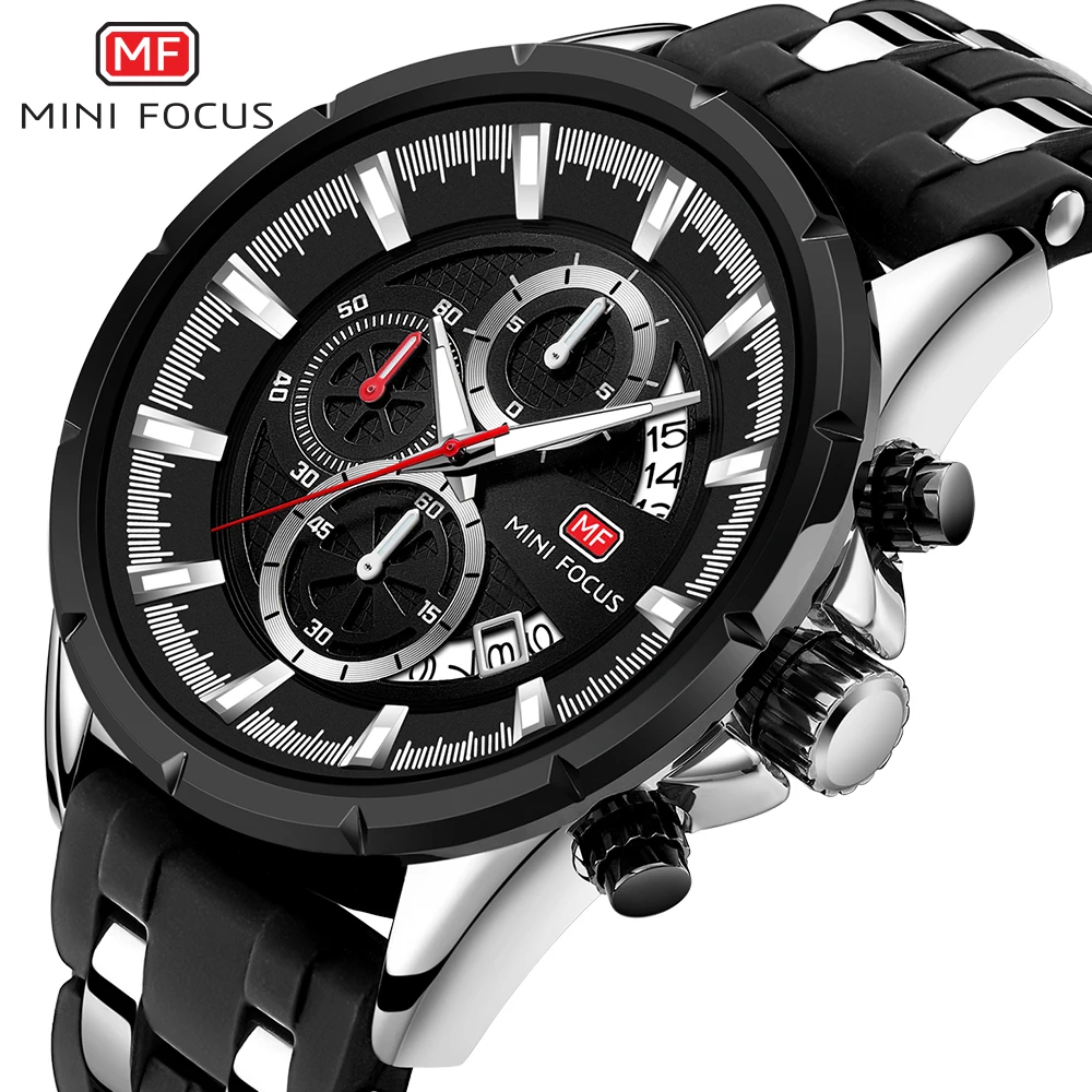 

MINI FOCUS Outdoor Sports Quartz Watch Men Stainless Steel Strap 3 Sub-dial 6 Hands Multifunction Mens Watches Top Brand Luxury