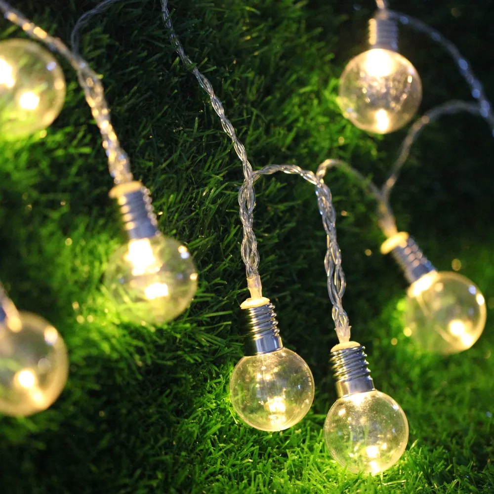 Рождество 5 м 40 светодиодный s светодиодная гирлянда 3 см большой шар сказочные гирлянды прозрачные лампы AC220V Свадебные праздничные