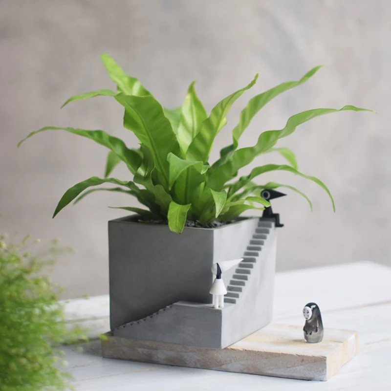 

Succulent Plants Silicone Concrete Mold Stairs Square Shape Flowerpot Cement Clay Mould Mini Pot Gypsum Plaster Crafts Molds