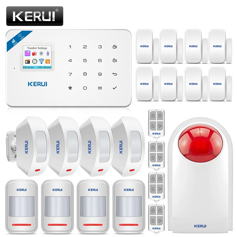 KERUI W18 Беспроводная GSM wifi сигнализация Домашняя безопасность охранная сигнализация комплект платная Центральная панель Android iPhone IOS приложение управление - Цвет: White alam panel