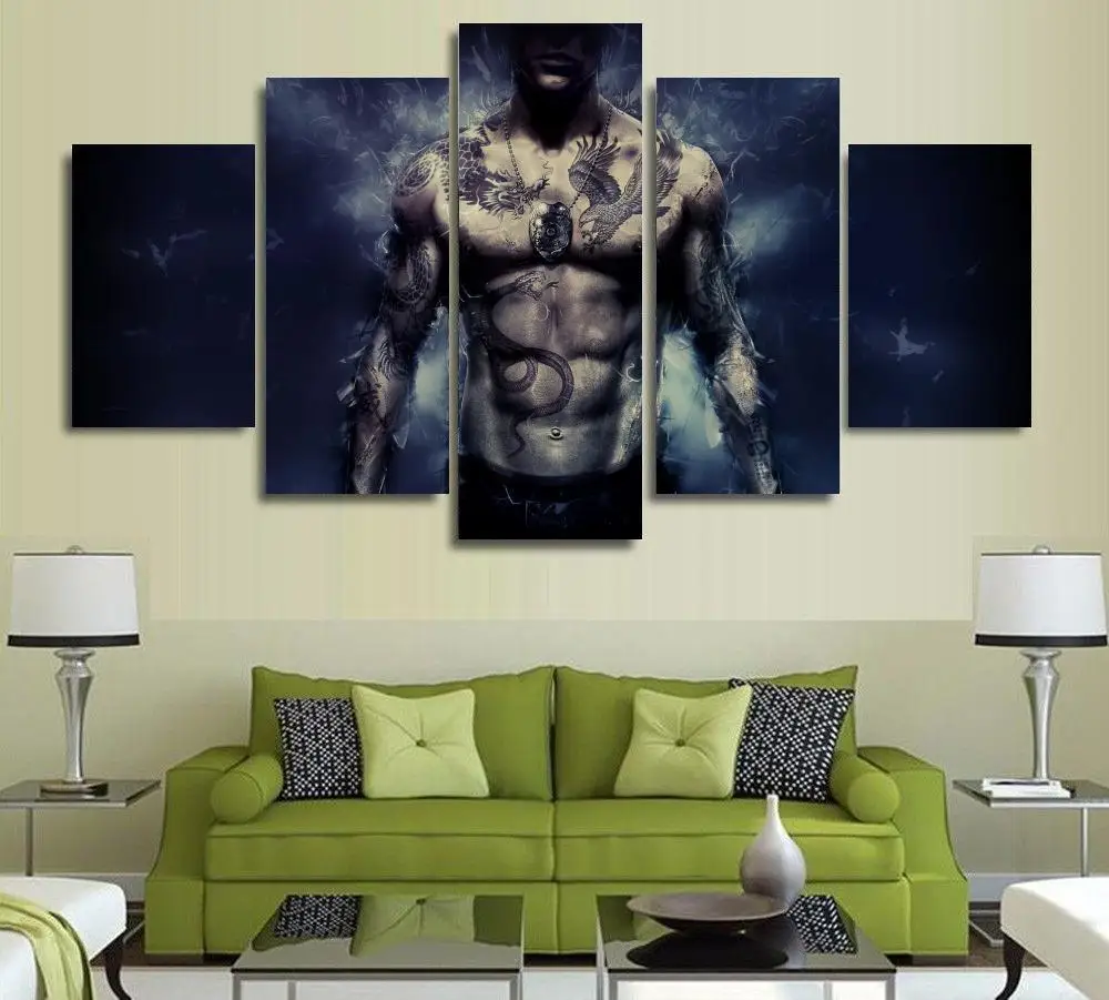 5 Panels Wall Art Man Tattoo 5 Pieces Painting Art Wall Decor Canvas