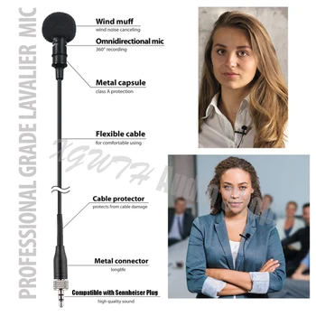 

Hot Sale Mini Lavalier Lapel Condenser Microphone with Easy Clip On Best Omnidirectional Mic for Sennheiser Wireless System