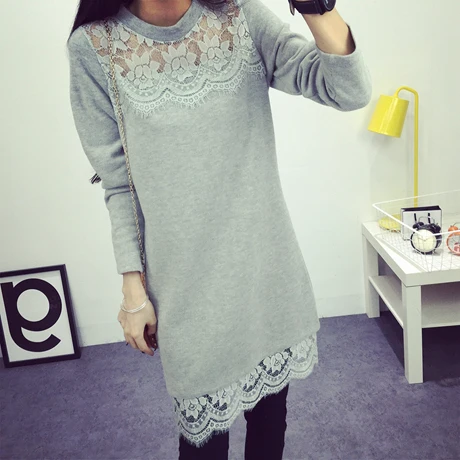 

2019 postpartum women fashion breastfeeding clothing long sleeve hollow-out lace patchwork knitting lactation tees nursing tops