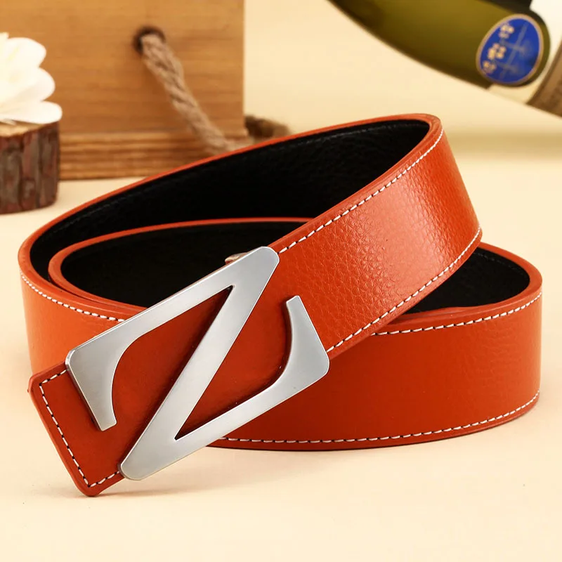 

New 2017 Fashion men Brand Leather Belts Casual Smooth Buckle Women's Belts men's straps For Male Unisex Female free shipping