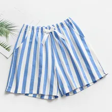 Модные женские короткие пижамные брюки удобные классные летние горячие брюки с бантом дизайн короткая одежда для отдыха синяя одежда для отдыха эластичная Пижама