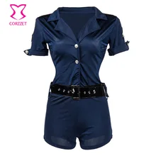 Blue Plus Size Police Costume Adult Cosplay Sexy Women Rompers And Jumpsuits Halloween Policewoman Costumes Cop