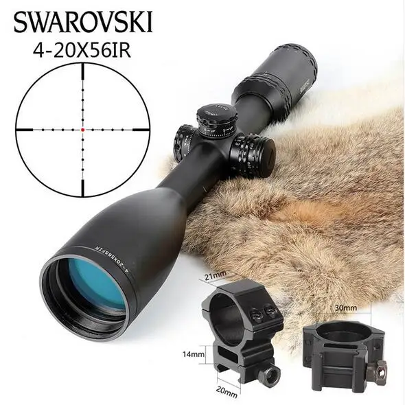 Имитация Swarovskl 4-20x56 SFIR RifleScopes Mil Dot glass F40-1 прицелы для охотничьей винтовки Сделано в Китае - Цвет: With picatinny ring2