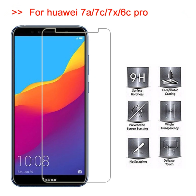Защитное стекло 2.5D закаленное для Huawei Honor 7a 7c 7X 6c Pro Защитная пленка экрана A7 C6 C7